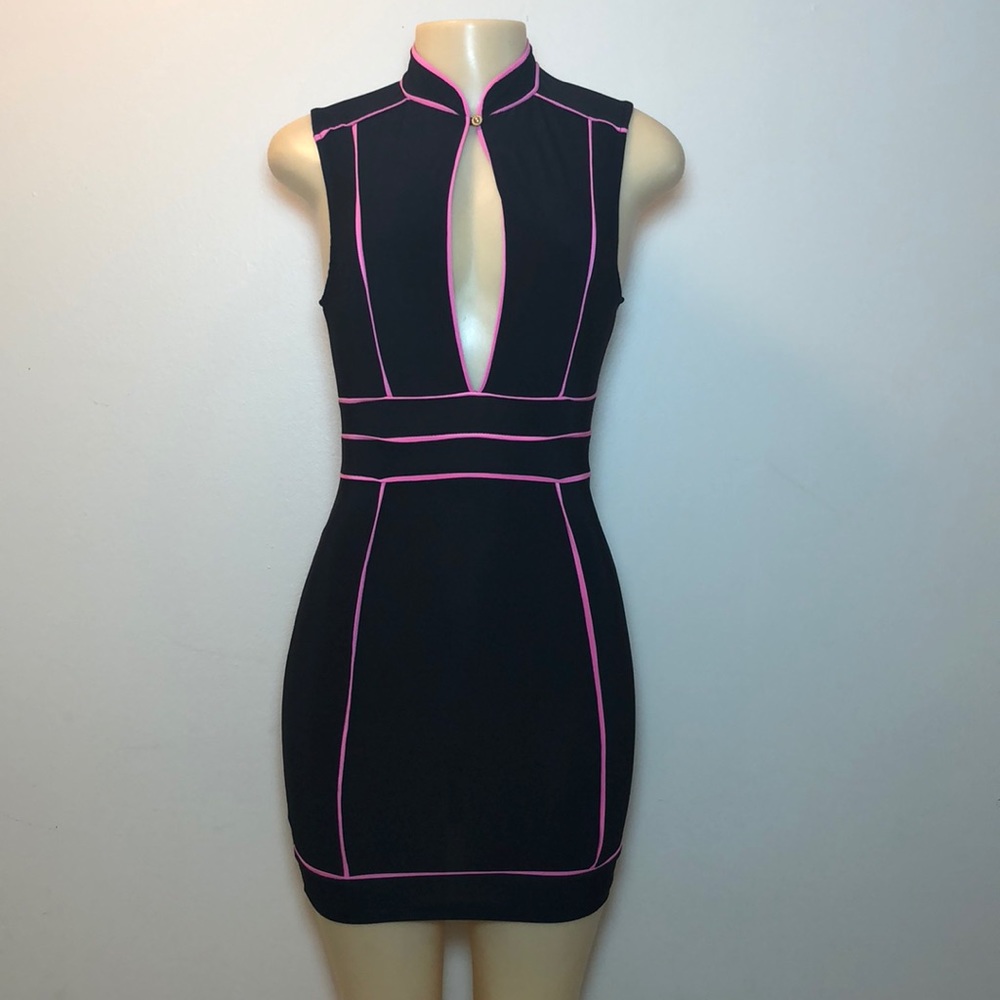 Black and pink striped dress